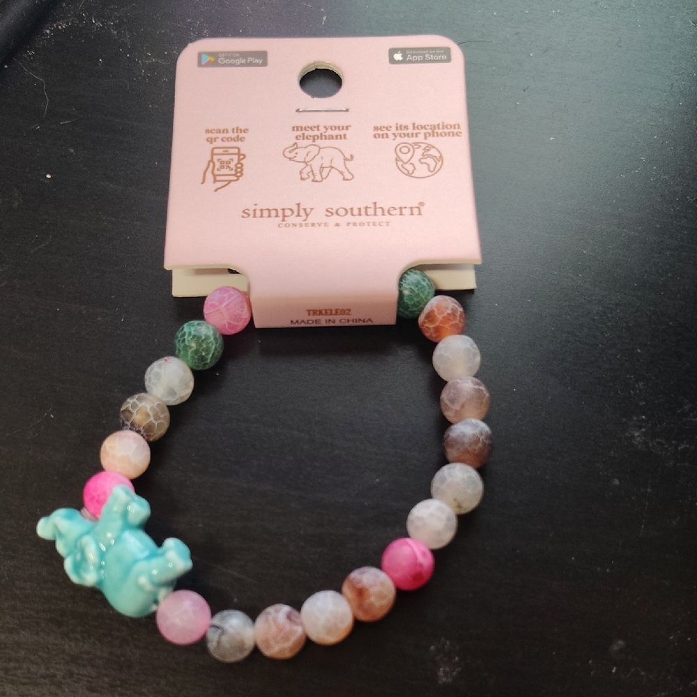 Simply Southern Kids Bracelet with Pink and Blue Beads